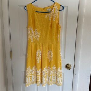 New York & Company Yellow Dress with White Accents